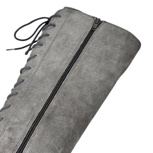 Sofft Selden Lace Up Riding Boots SZ 7 Gray Suede Western Renaissance Pirate - Picture 12 of 14